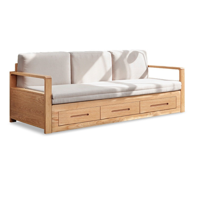 Oak, Ash Solid Woof Folding Storage Sofa Bed.