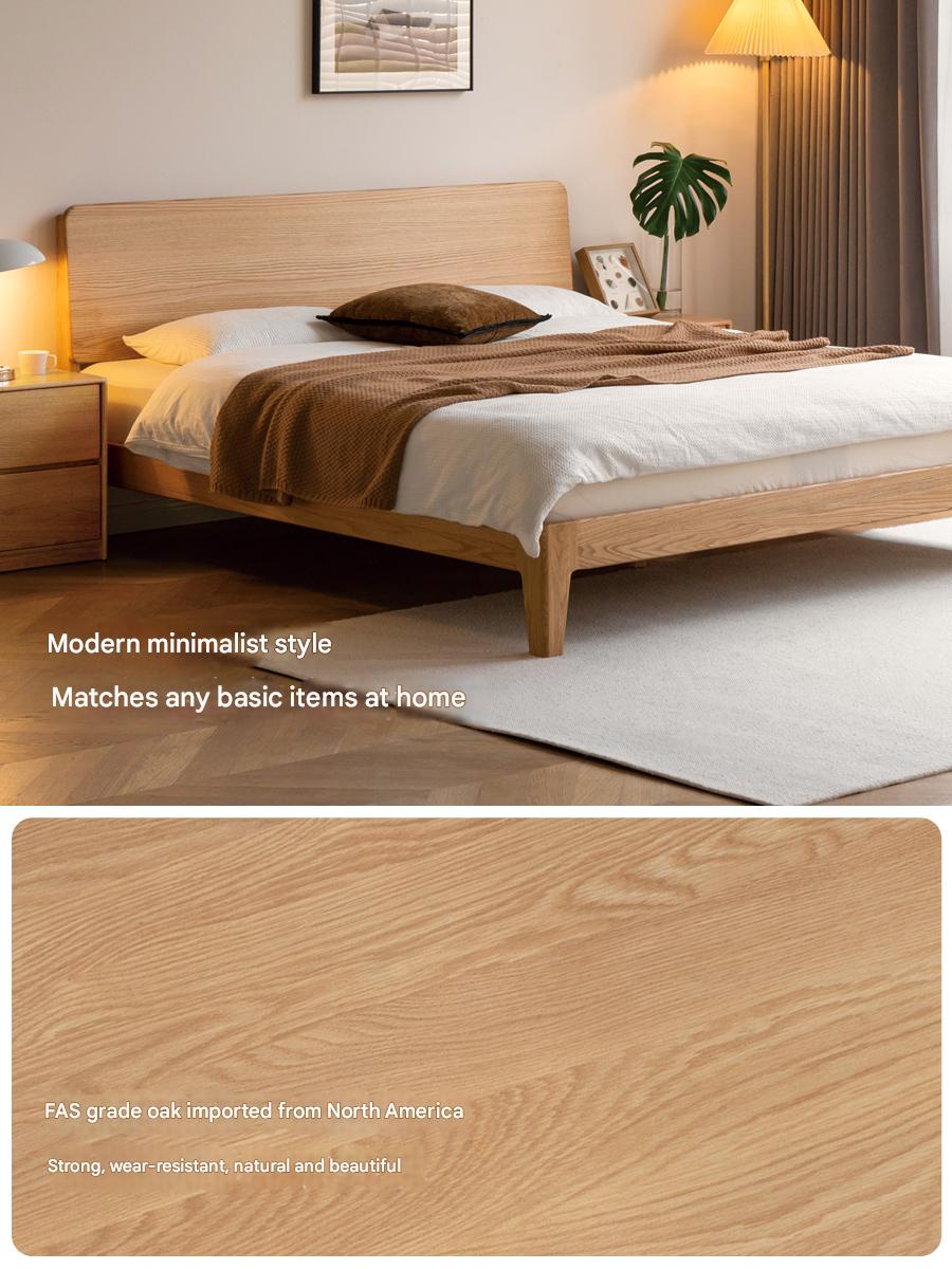 Oak, Ash Solid Wood High Head Board Bed