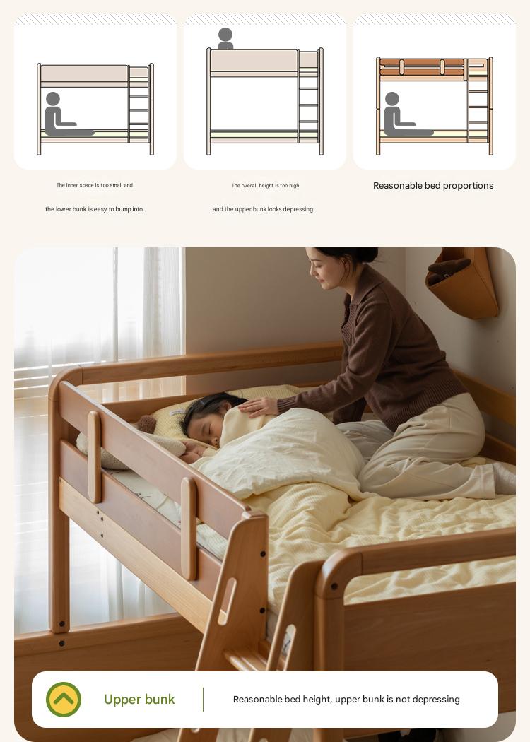 Beech Solid Wood Children's Bunk Bed.