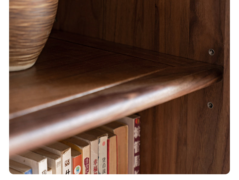 Black Walnut, Ash Solid Wood Combination Dust-Proof Glass Door Bookshelf