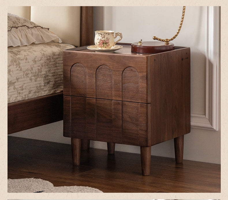 Black Walnut Solid Wood Modern Simple Nightstand.