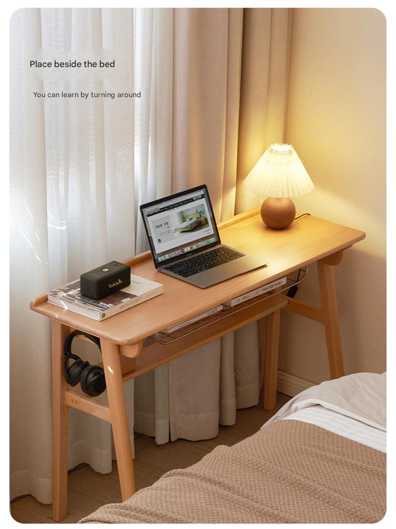 European Beech Solid Wood Ultra Narrow Writing Desk.