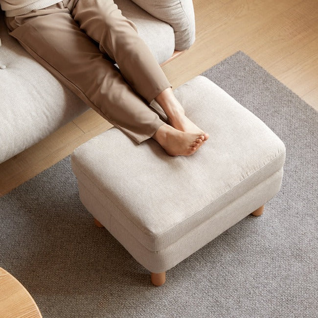 Beech Solid Wood Fabric Footstool