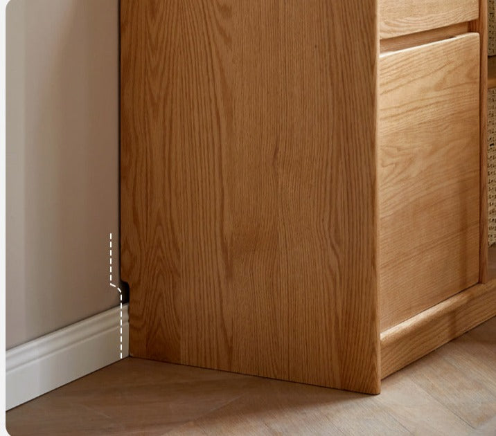 Oak Solid Wood Desk Bookcase Integrated Corner Office Table