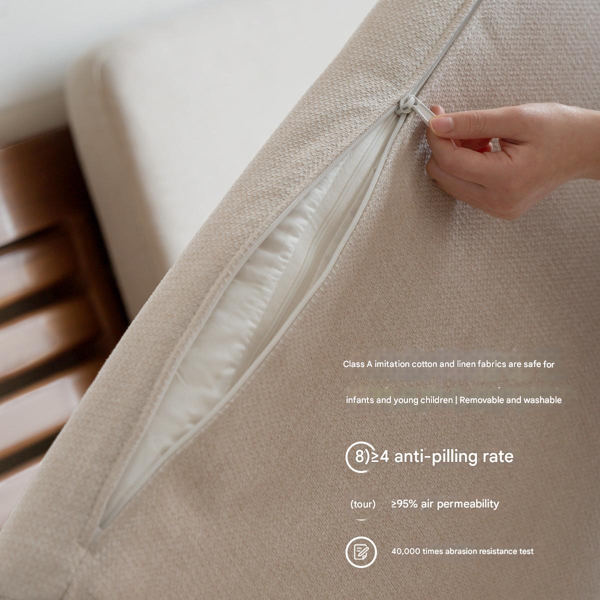 Ash Walnut Colored Straight Fabric Sofa.