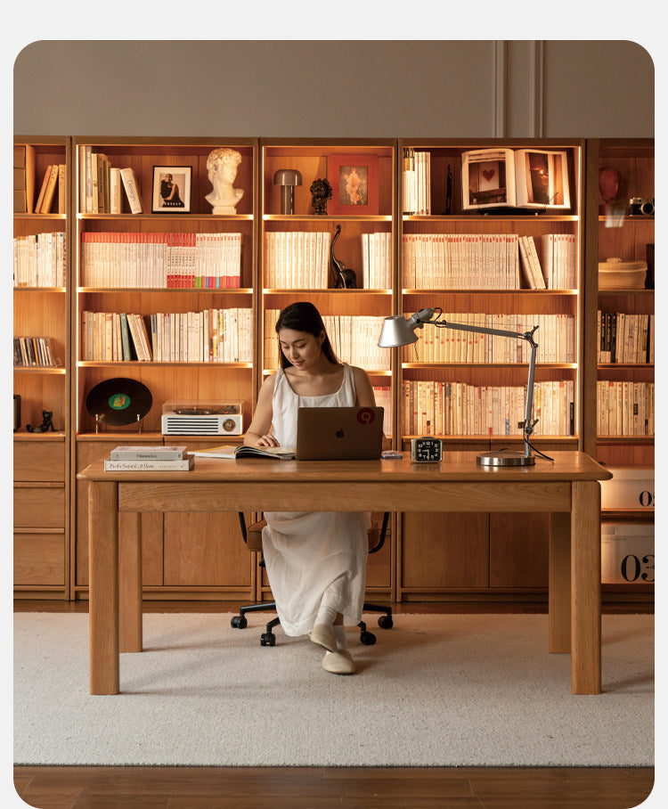 Cherry Solid Wood Bookcase Display Storage Cabinet for Study