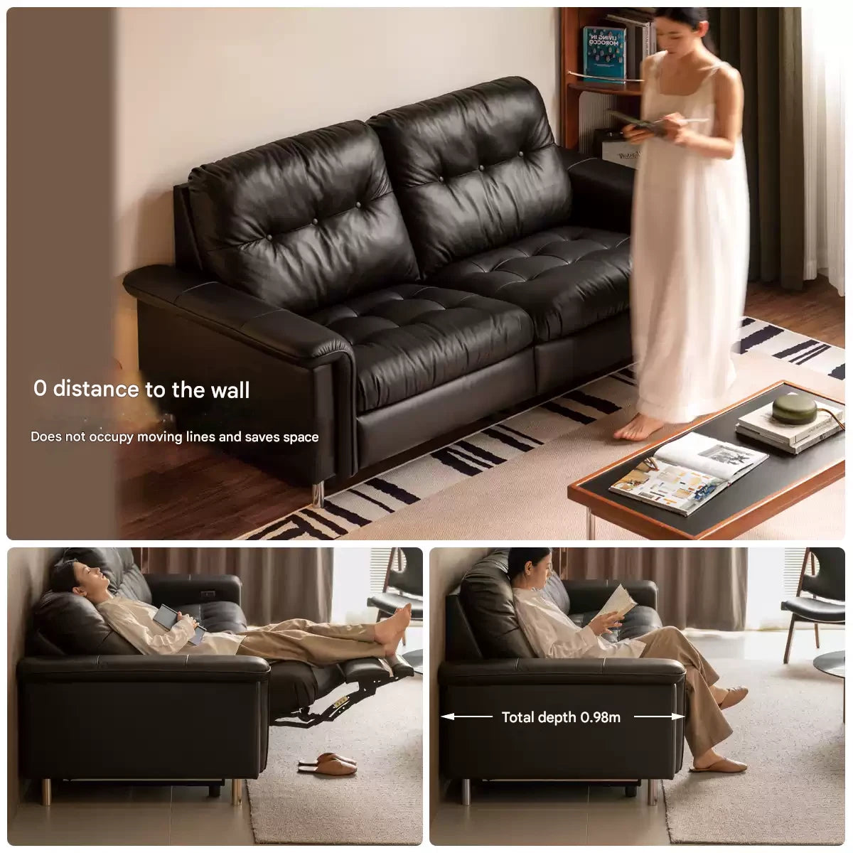 Genuine Leather Zero-Wall Power Recliner Sofa
