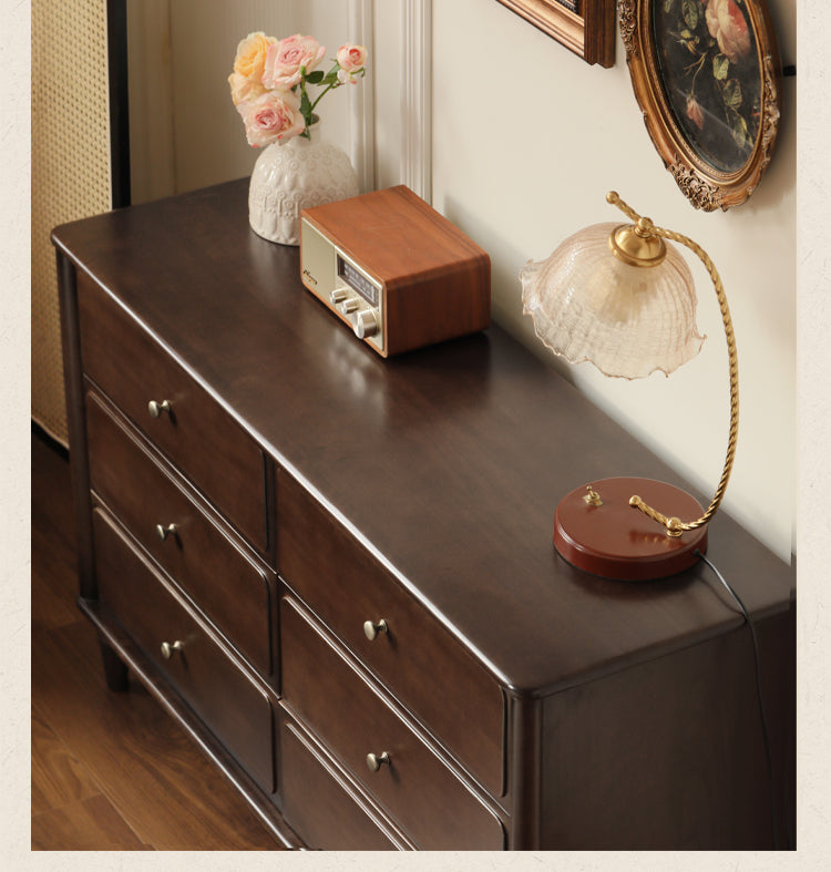 Poplar Solid Wood American Retro Style Chest of Drawers.