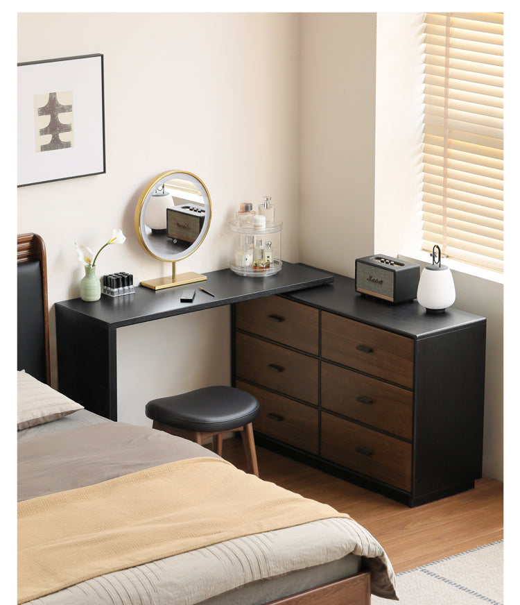 Black Walnut, Oak Solid Wood Italian Light Luxury Dressing Table.