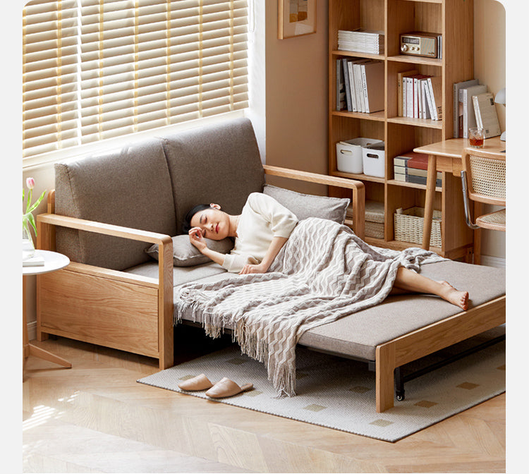 Oak, Ash Solid Wood Sofa Bed Modern Multifunctional.