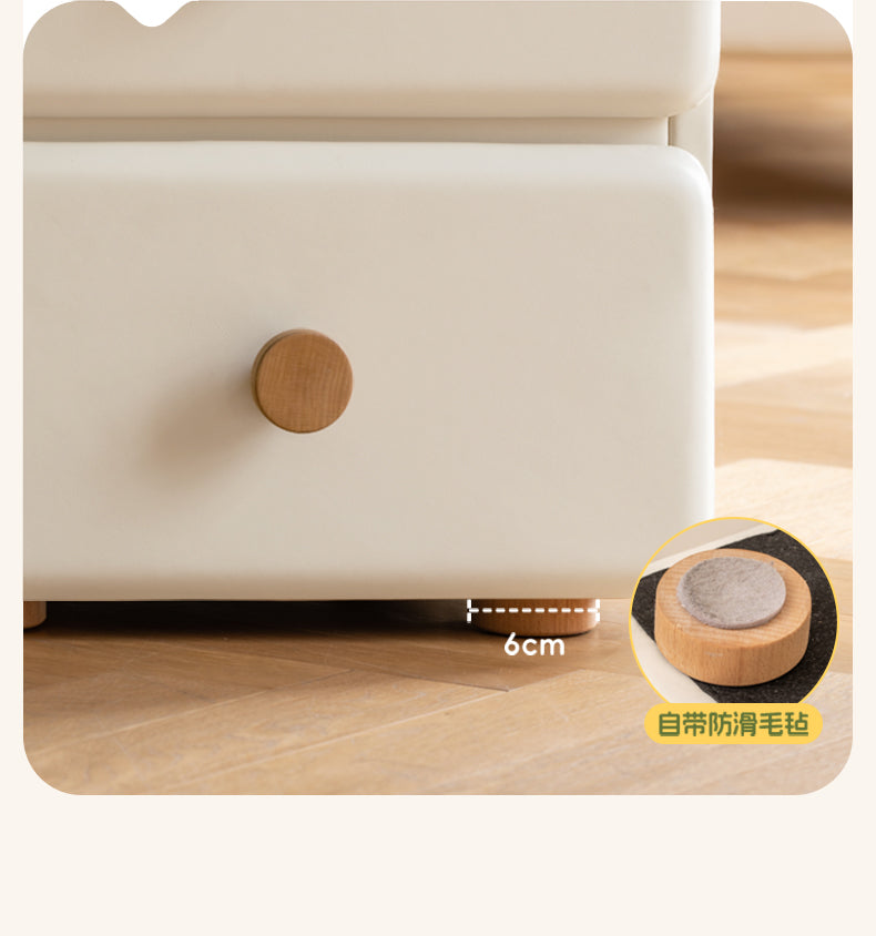 Organic Leather Cream Style Kids Nightstand