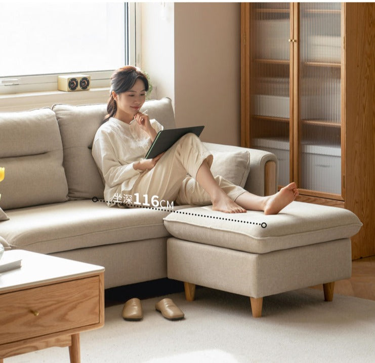 Oak Solid Wood Luxury Fabric Sofa.