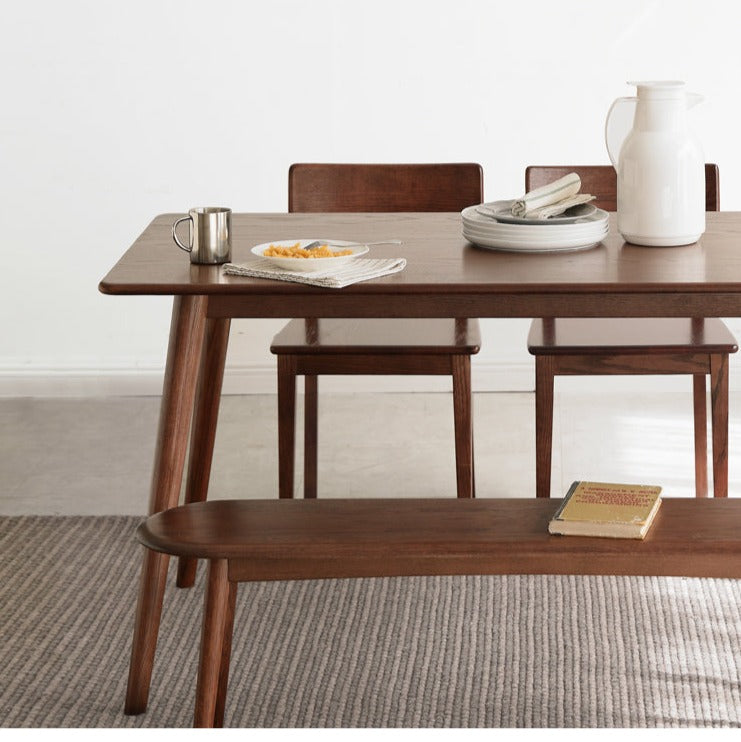 Oak solid wood Walnut color dining table"