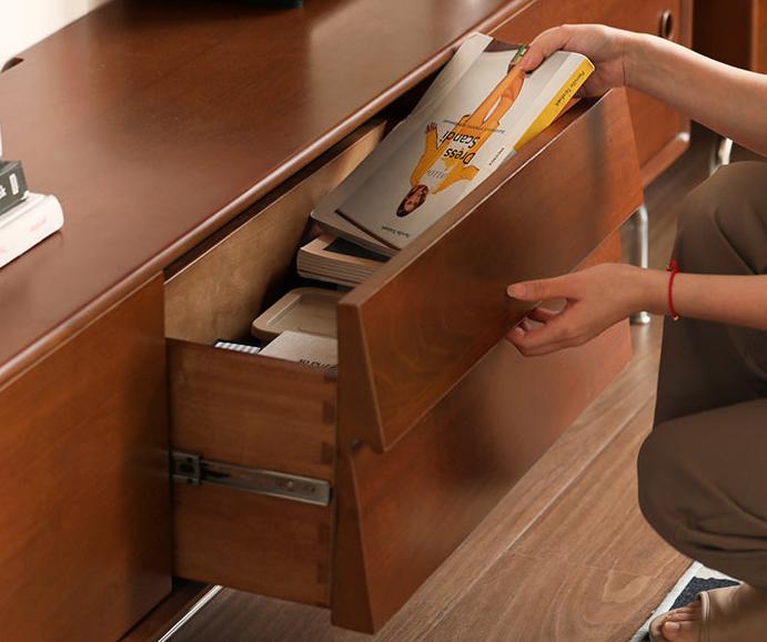 Poplar Solid Wood Retro Floor TV Cabinet.