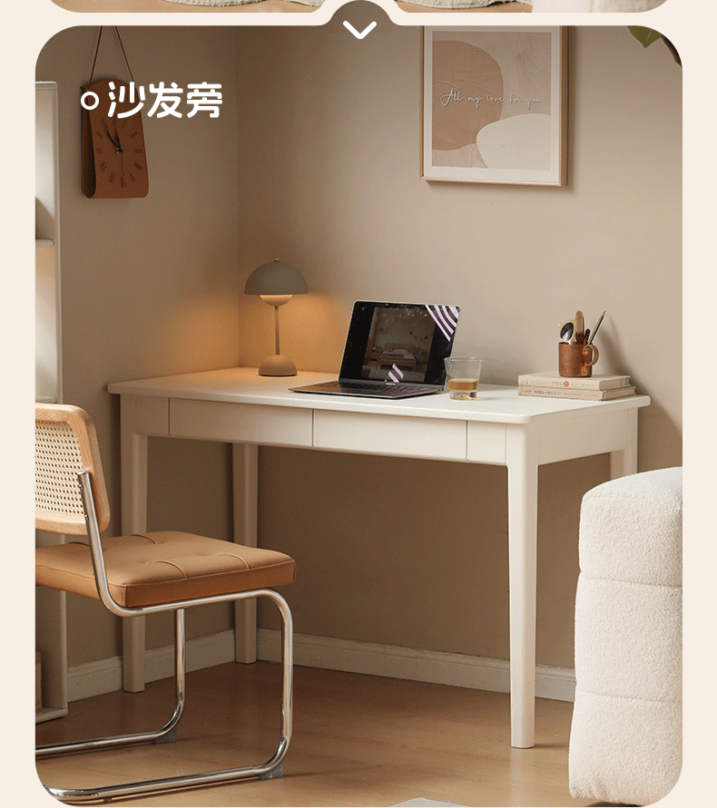 Poplar Solid Wood Office Desk with Drawer