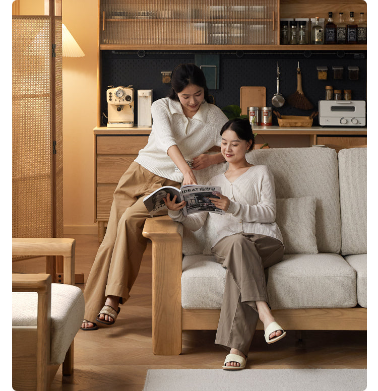 Ash solid Wood Modern Straight Sofa.