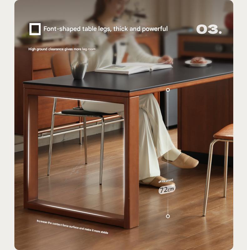 Poplar Solid Wood Island Retro Retractable Rock Plate Table Integrated