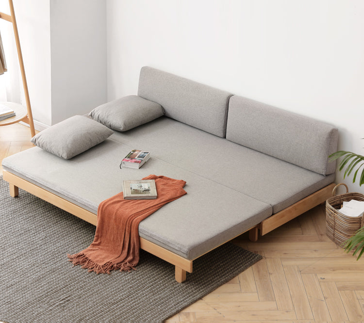 European Beech Solid Wood Sofa Bed Retractable Folding Bbed.