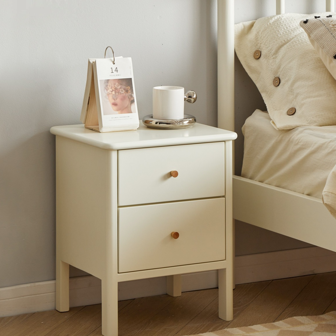Beech Solid Wood White Luxury Night Stand