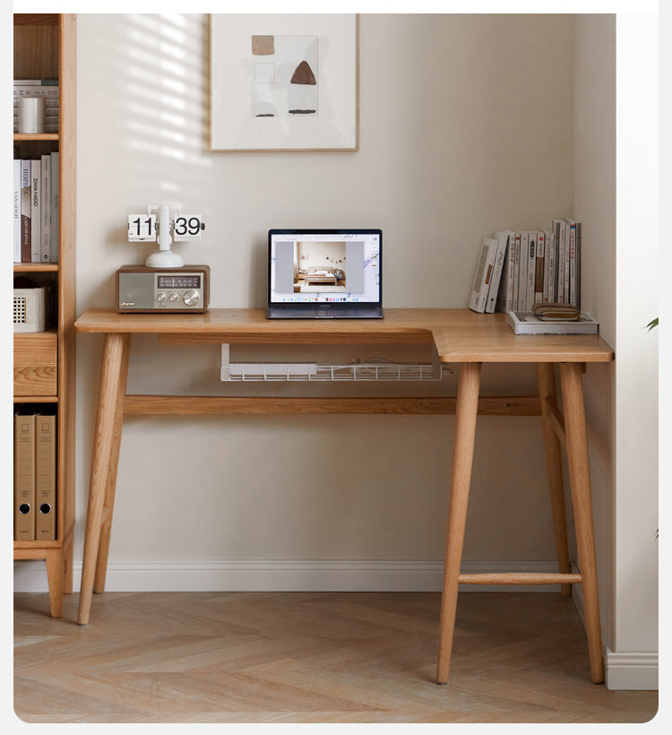 Oak, Rubberwood Solid Wood Corner Table Study Office Desk