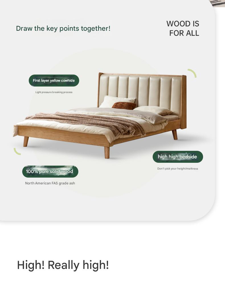 Oak, Ash Solid Wood Technology Cloth Harp Bed