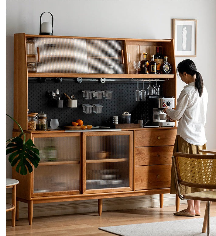 Cherry Solid Wood Sideboard High Cabinet Multi-Functional Buffet