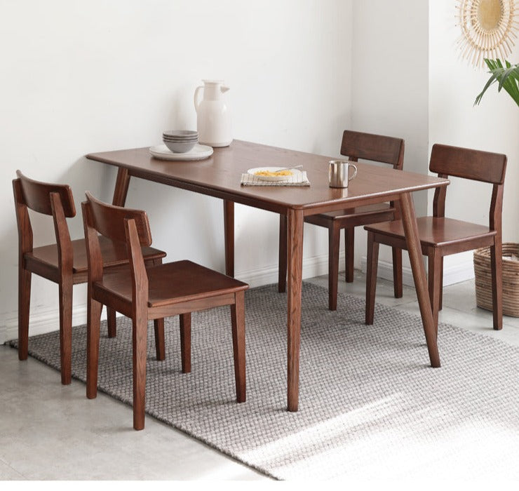 Oak solid wood Walnut color dining table"