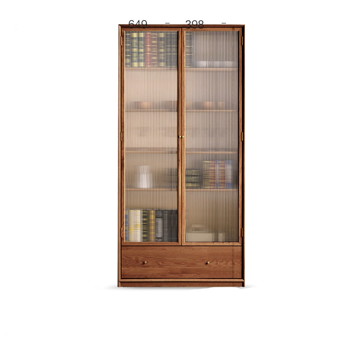 Oak, Ash Solid Wood Modular Bookcase with Glass Doors