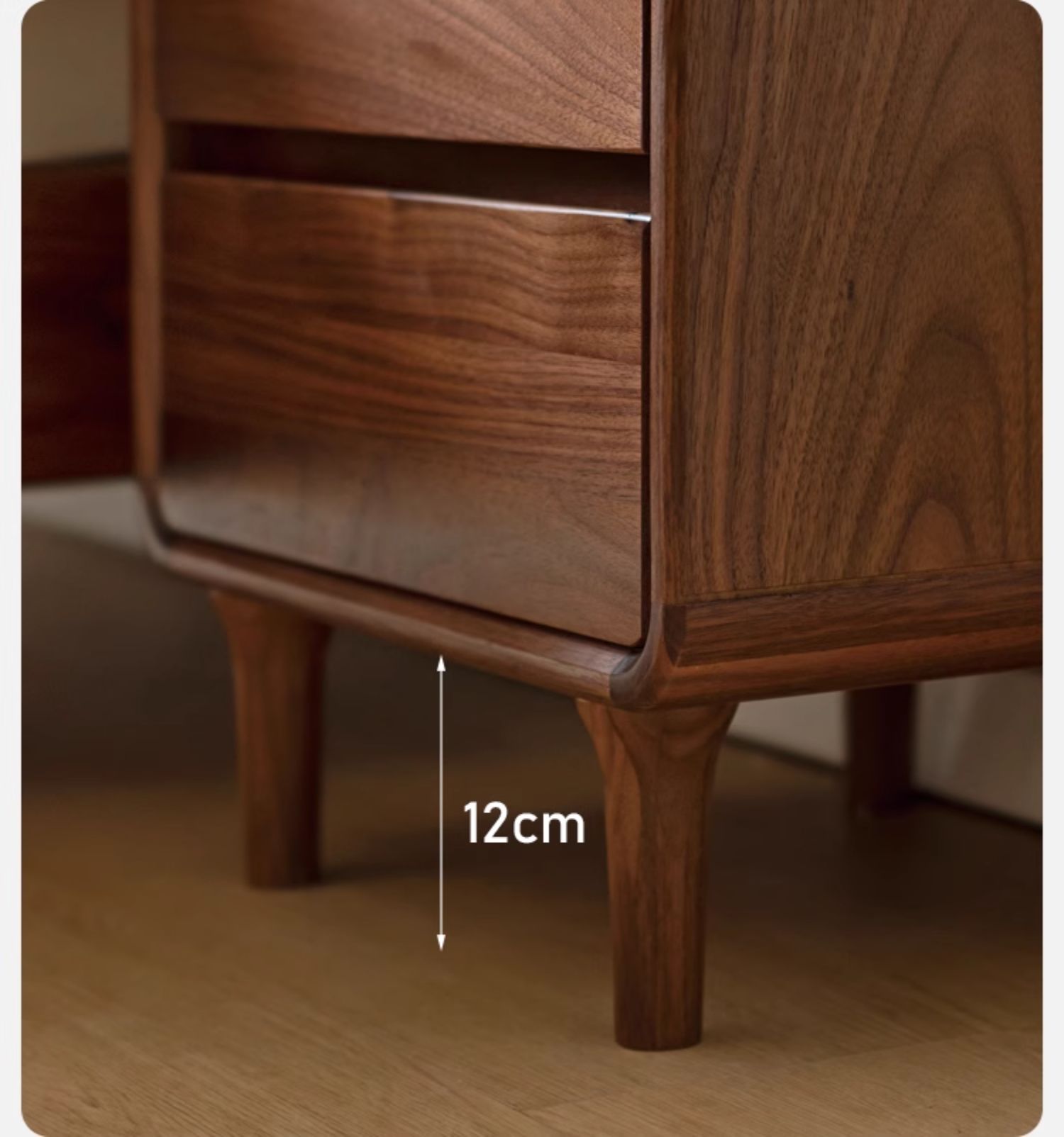 Black Walnut, Caluswood Solid Wood Minimalist Nightstand
