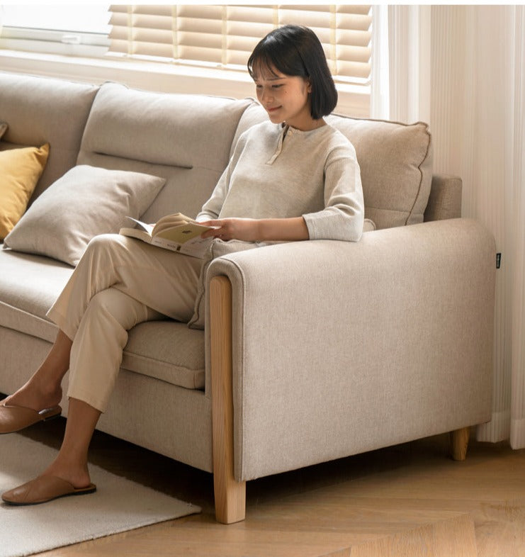 Oak Solid Wood Luxury Fabric Sofa.