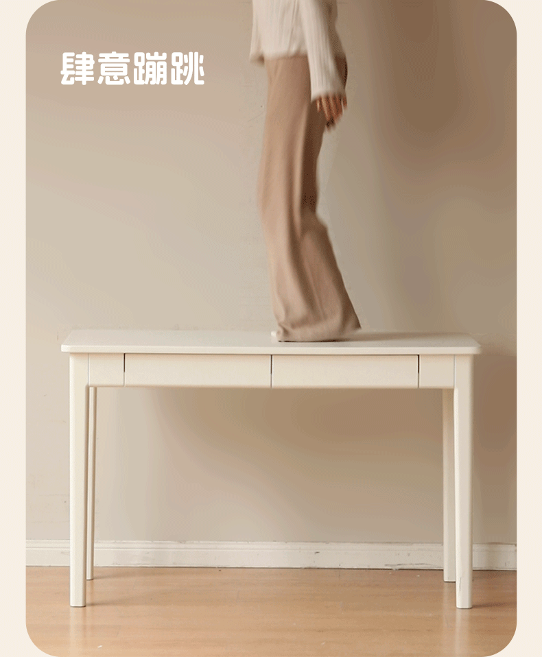 Solid RubberWood Wood Office Desk with Drawer