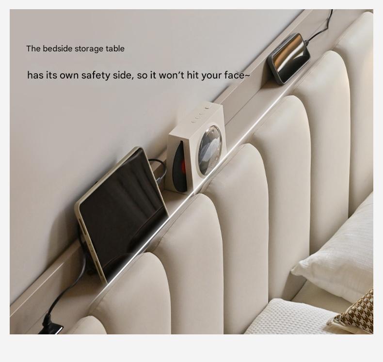 Oak, Poplar Solid Wood Piano Key Bed, Technology Cloth