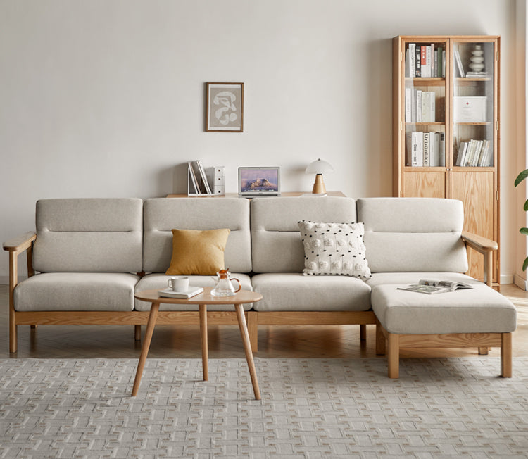 Ash Solid Wood Straight Sofa Modern.