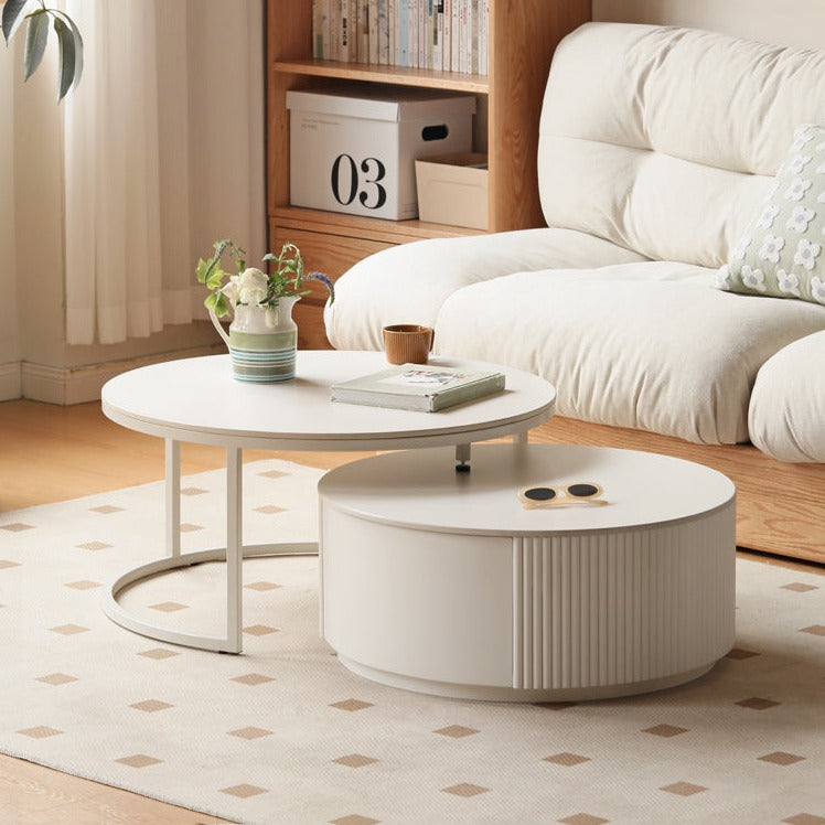 Ash Solid Wood Milk Oil Wind Combination Storage Rock Coffee Table.