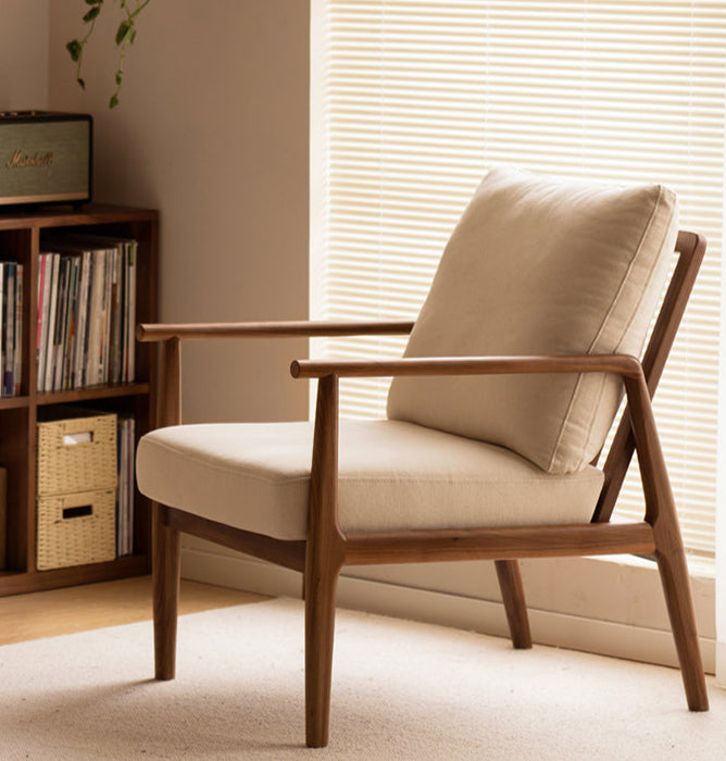 Black Walnut, Ash Solid Wood Backrest Leisure Sofa Chair.