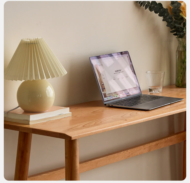 Cherry Wood Office Desk Narrow Vintage