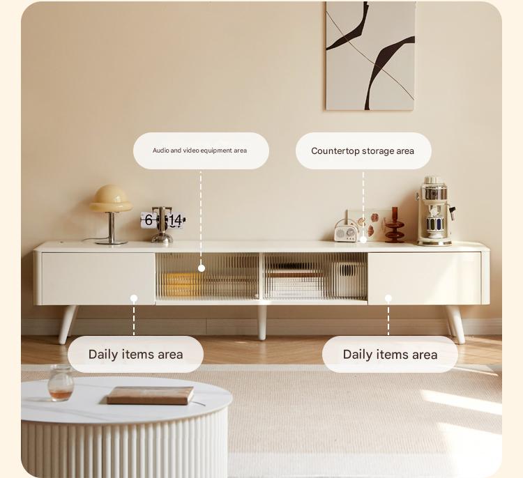 Rubber Solid wood Light Luxury Modern TV Cabinet.