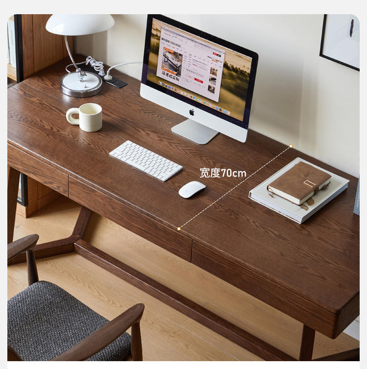 Black Walnut, Oak Solid Wood Italian Light Luxury Office Desk