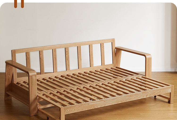 Oak Solid Wood Nordic Telescopic Sofa Bed