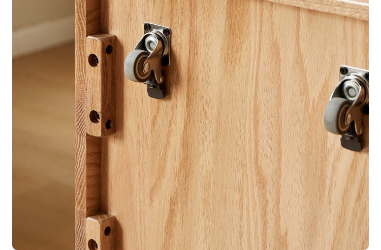 Oak, Black Walnut Solid Wood Movable Tea Cabinet With Tea Maker
