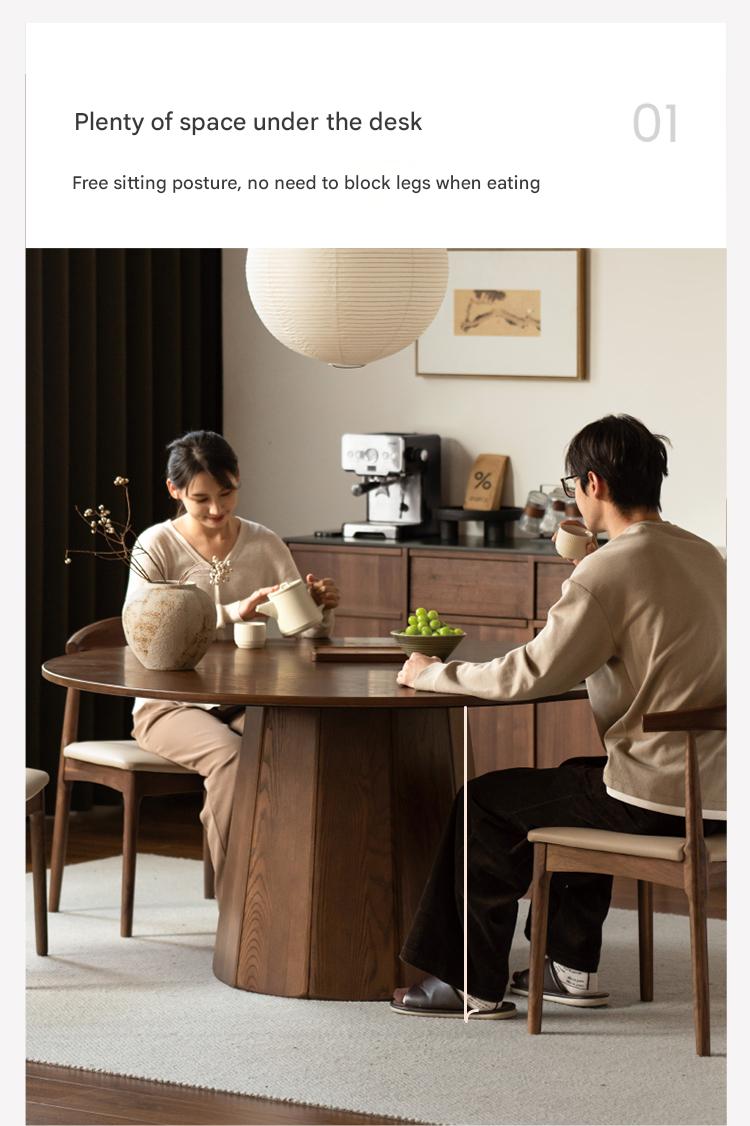 Ash, Black Walnut Solid Wood Modern Large Dining Table