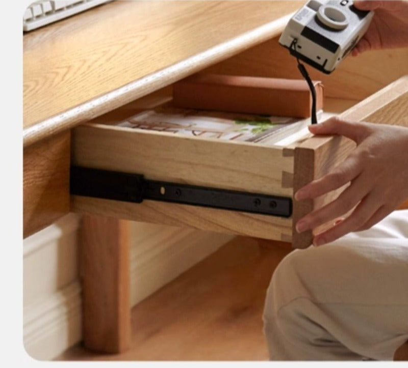 Oak, Ash Solid Wood USB Office Desk