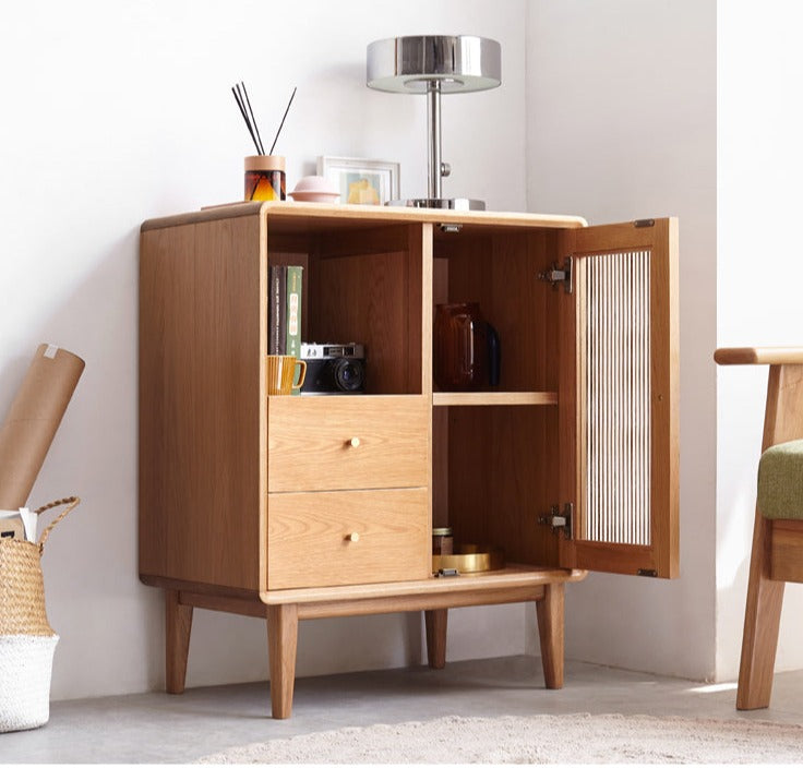 Oak solid wood side cabinet"