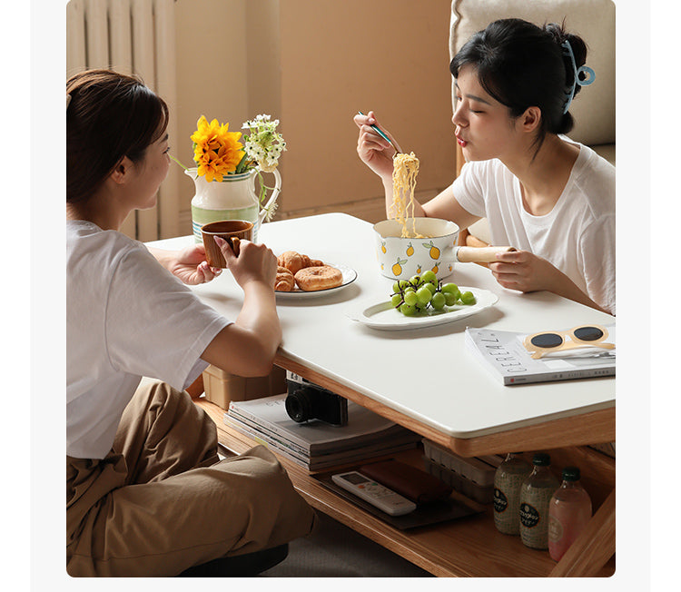 Oak Solid Wood Modern Rock Plate Coffee Table