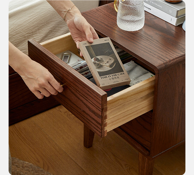 Oak Solid Wood Nordic Nightstand.