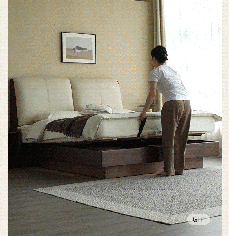 Black Walnut Solid Wood Italian Luxury Leather Bed