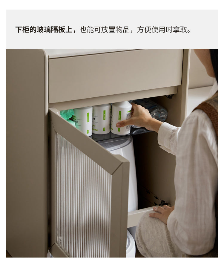 Ash solid wood side cabinet rock slab side cabinet robot storage cabinet"