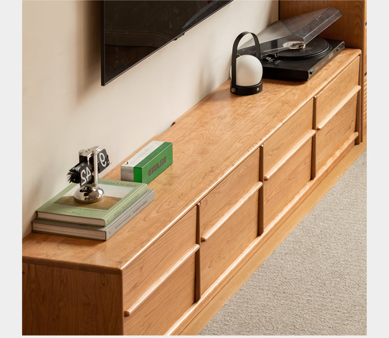 Сherry Solid Wood Modern Floor Storage Locker TV Cabinet.