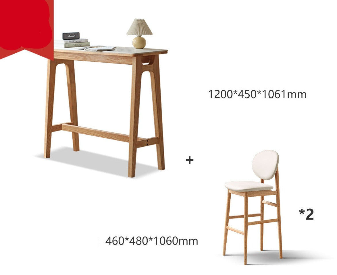 Rock slab bar table oak solid wood"