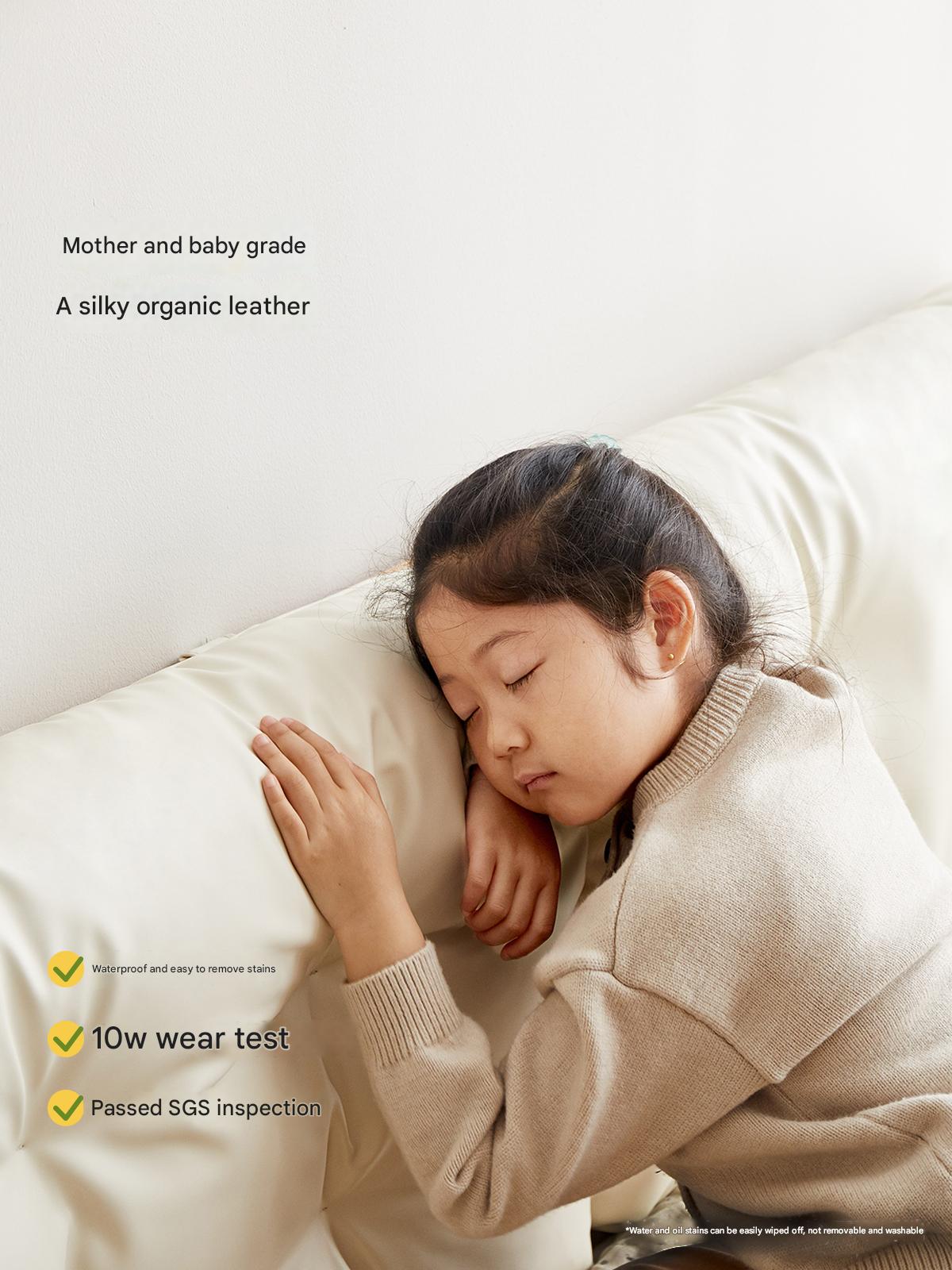 Beech Solid Wood Children's bed with organic leather<